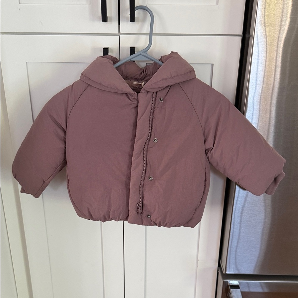 Zara Cozy Mauve Kids Puffer Jacket